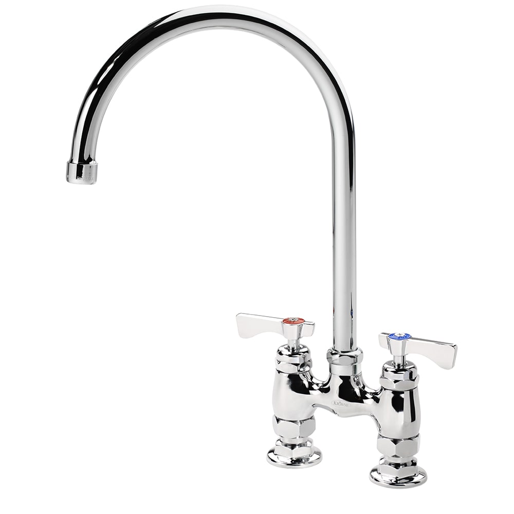 381-15402LLG2 Raised Deck Mount Faucet w/ 8 1/2" Gooseneck Spout & Lever Handles - 4&quo...