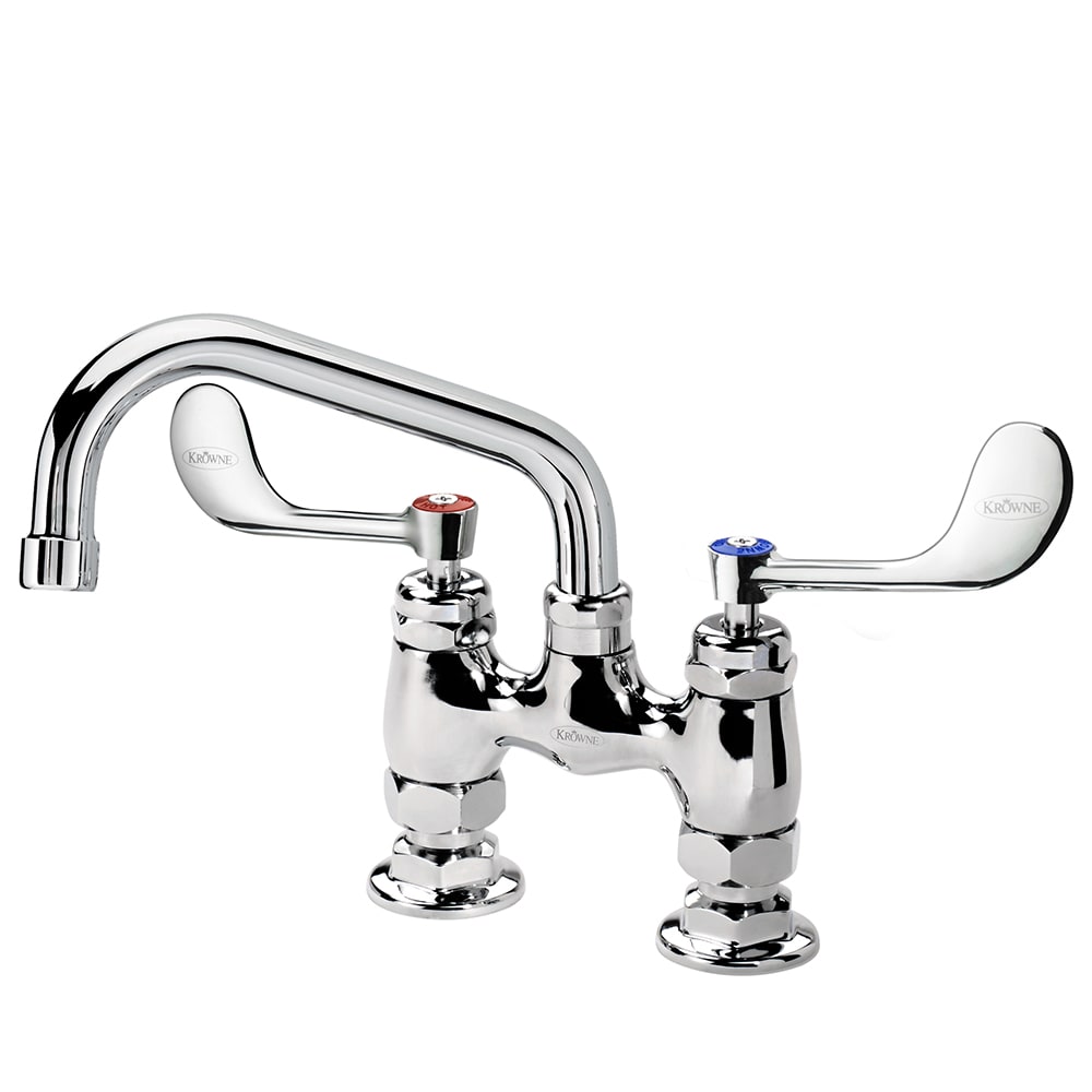 381-15406LWH2 Raised Deck Mount Faucet w/ 6" Swing Spout & VR Wrist Action Handles - 4&q...