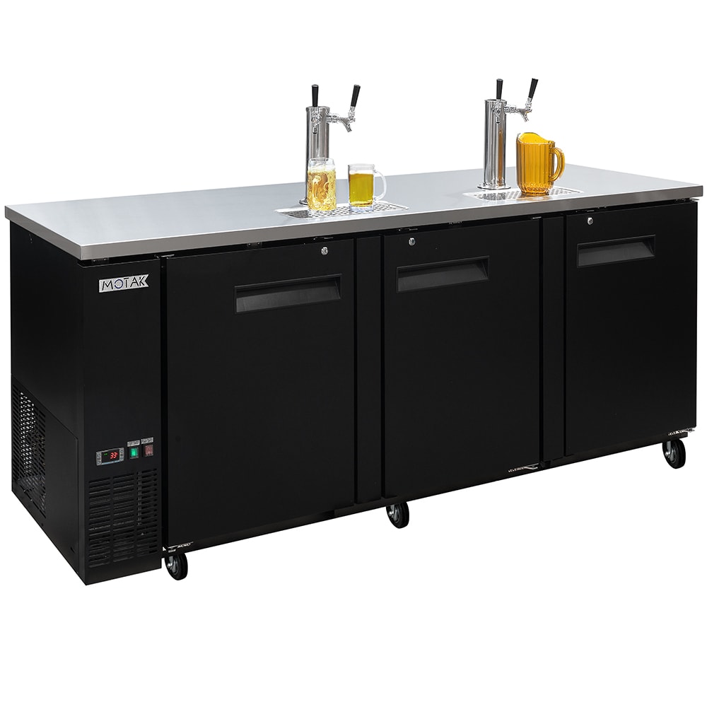 842-CBCBD4 90 3/8" Kegerator Beer Dispenser w/ (3) Keg Capacity - (2) Column, Black, 115v