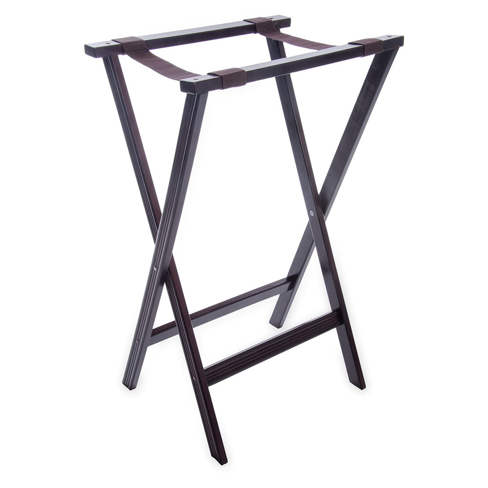 028-C3620W11 Folding Tray Stand - 20" x 18" x 30", (2) Black Straps, Walnut
