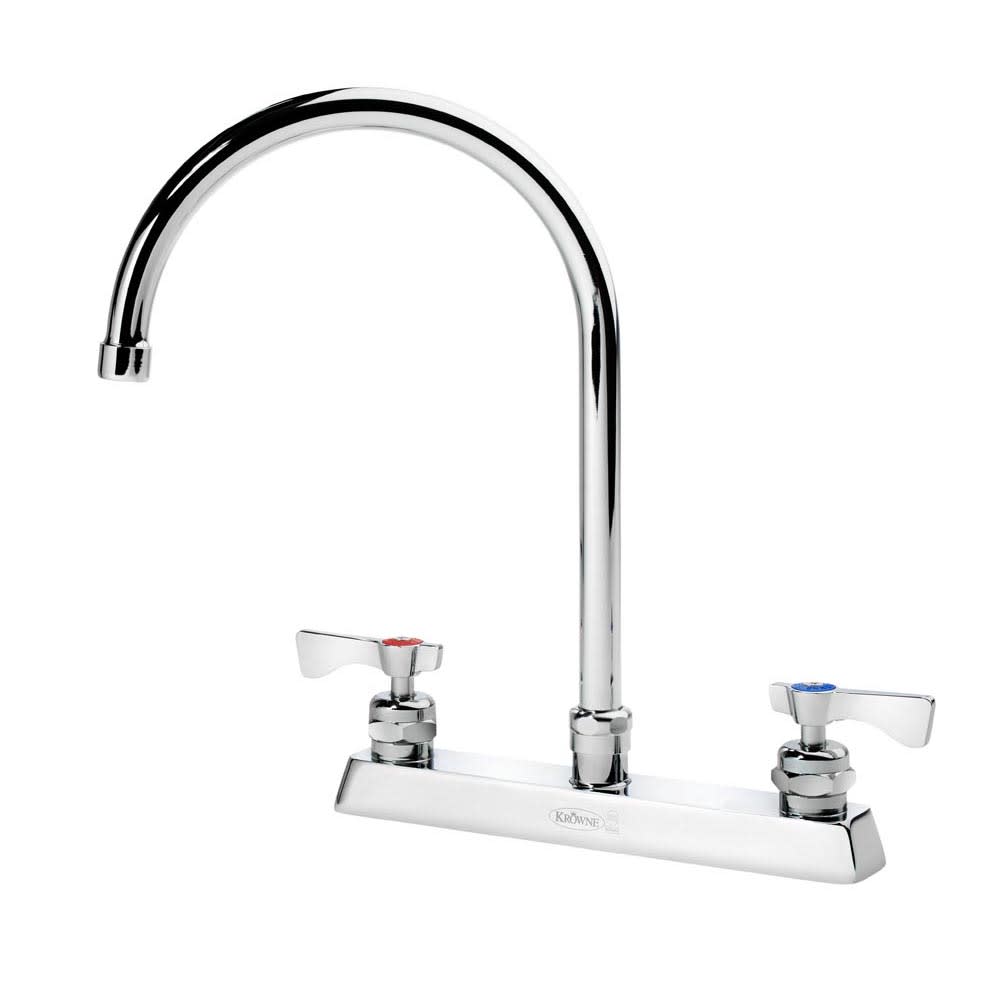 381-15502LLE4 Deck Mount Faucet w/ 8 1/2" Gooseneck Spout & Lever Handles - 8" Cent...