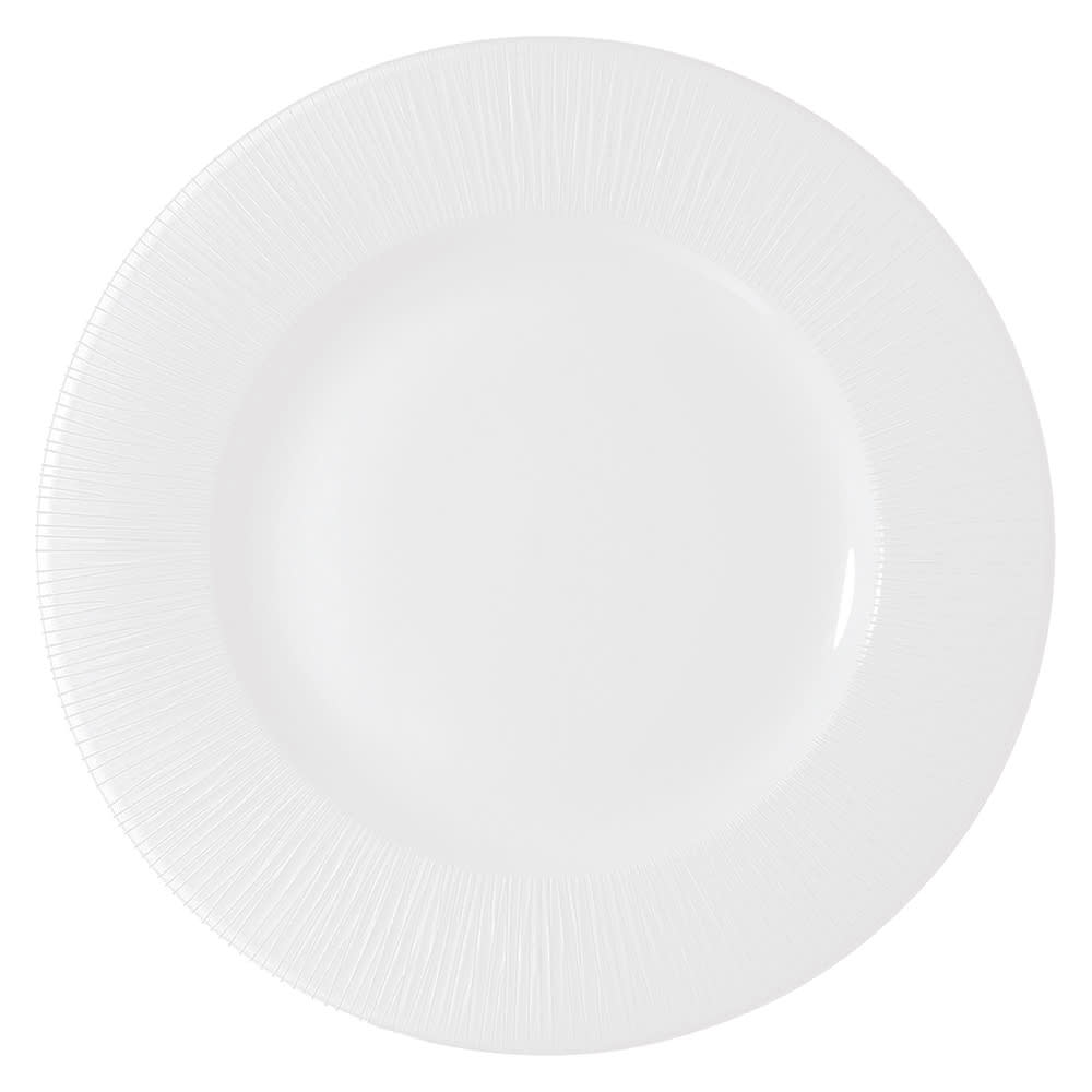 893-WHBALW111 12" Round Bamboo Plate - Ceramic, White