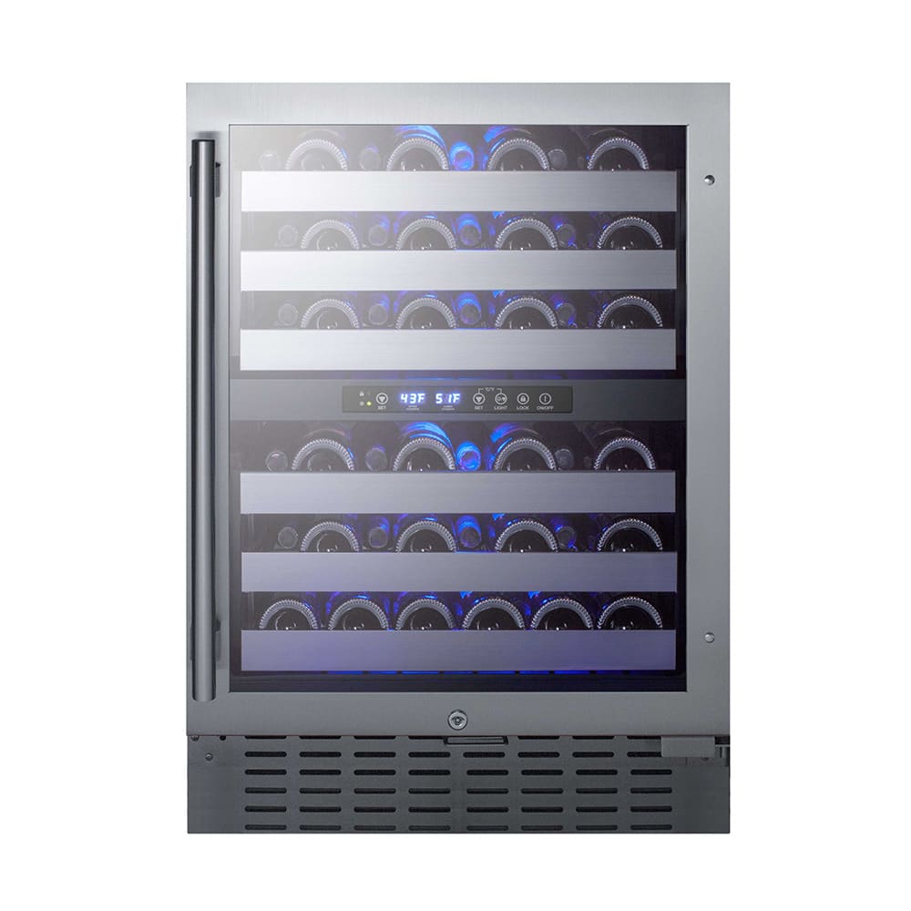 Summit SWC532BLBIST 23 1/2" One Section Wine Cooler w/ (2) Zones - 46 Bottle Capacity, 115v