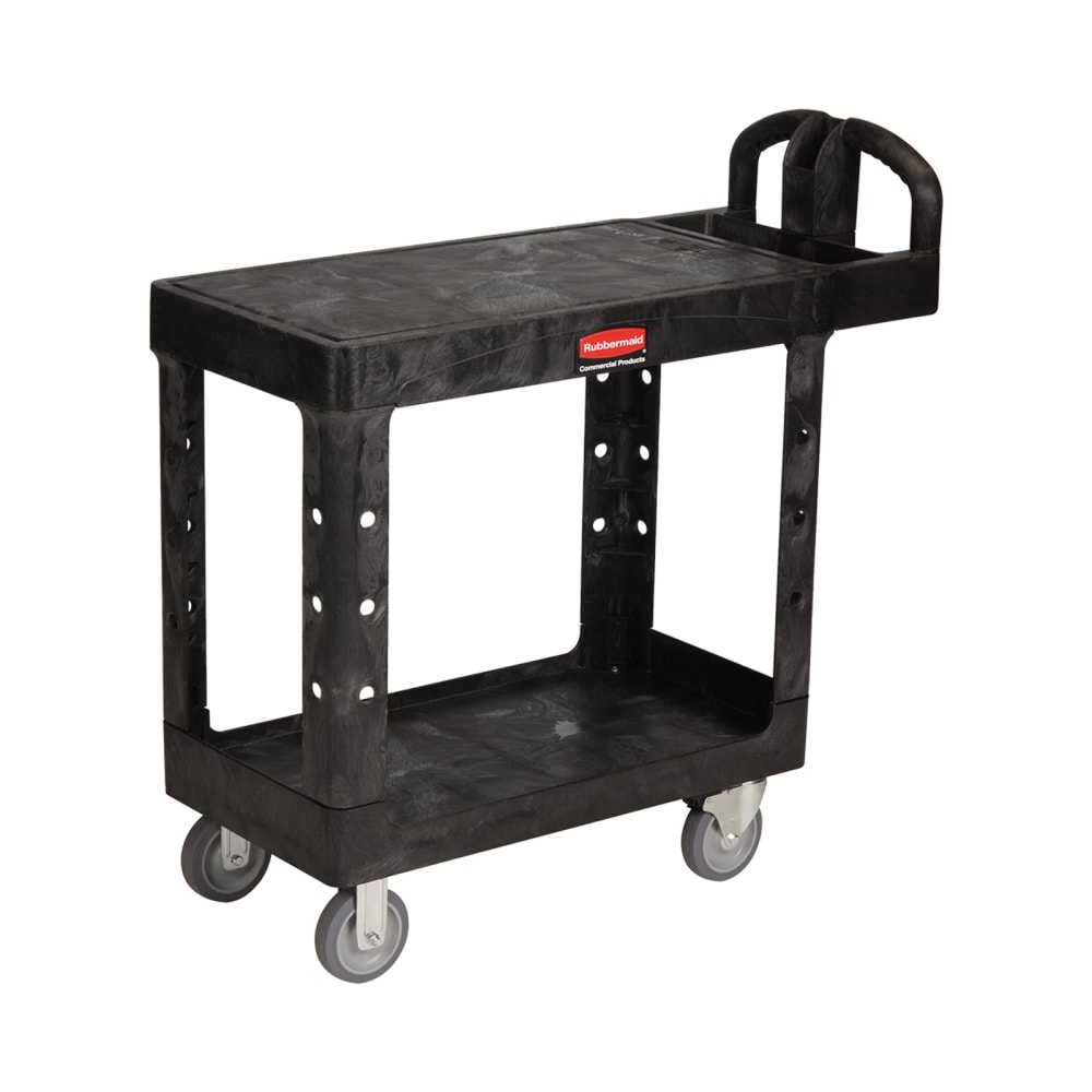 007-450500BK 2 Level Polymer Utility Cart w/ 500 lb Capacity, Flat Ledges