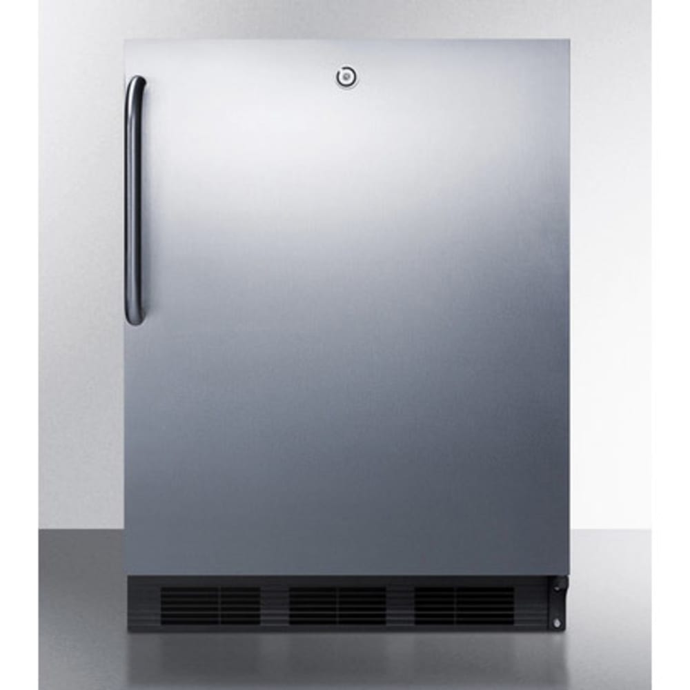 Summit FF7LBLKCSS 23 3/4"W Undercounter Refrigerator w/ (1) Section & (1) Solid Door - Stainless Steel, 115v