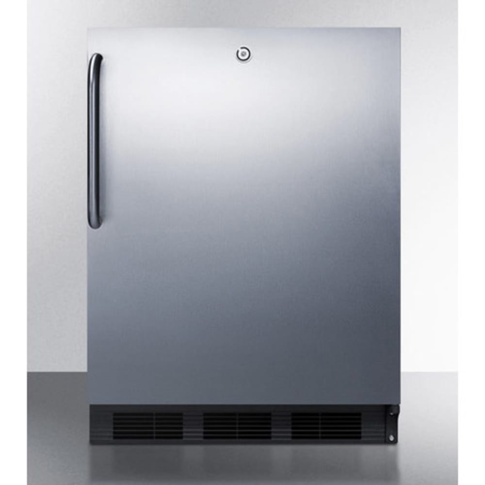 Summit FF7LBLKCSSADA 23 3/4"W Undercounter Refrigerator w/ (1) Section & (1) Solid Door - Stainless Steel, 115v