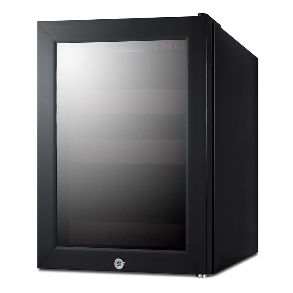 Summit LX114LPT1 13 3/4"W BeautiFridge Cosmetics Refrigerator w/ Mirror Tinted Glass Door - Black, 115v