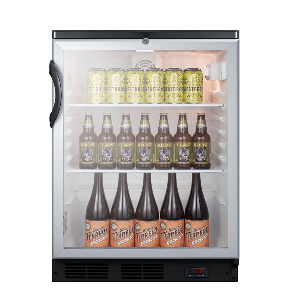 Summit SCR600BGLBIDTPUB 24" One Section Undercounter Wine Cooler w/ (1) Zone - Black/Stainless, 115v