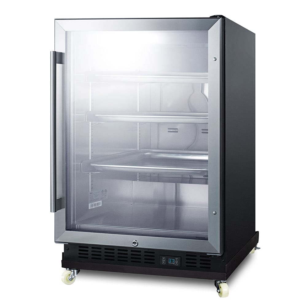 Summit SCR610BLRI 23 5/8"W Undercounter Refrigerator w/ (1) Section & (1) Glass Door - Stainless Steel, 115v