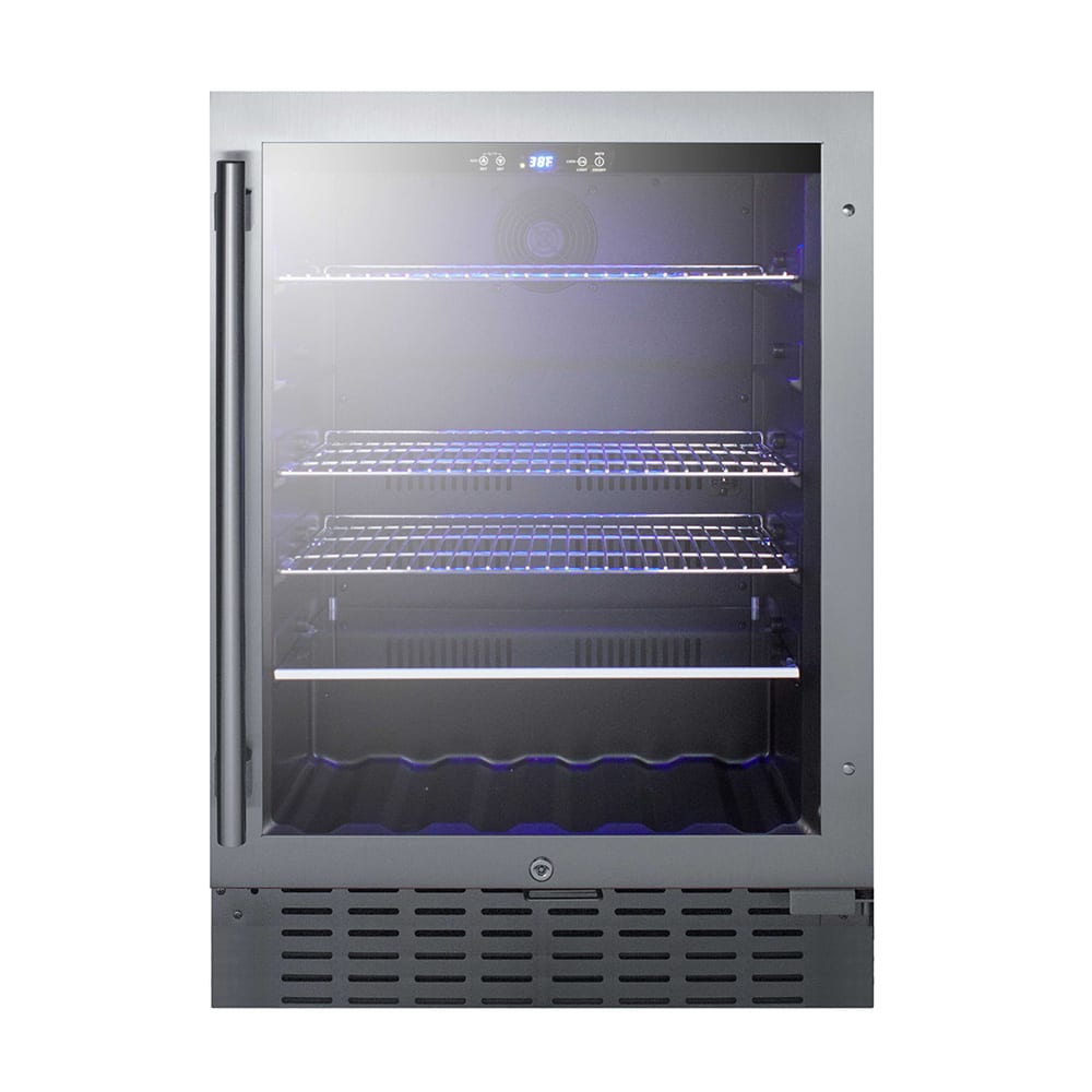 162-SCR2466BCSS 23 1/2"W Undercounter Refrigerator w/ (1) Section & (1) Glass Door - Sta...