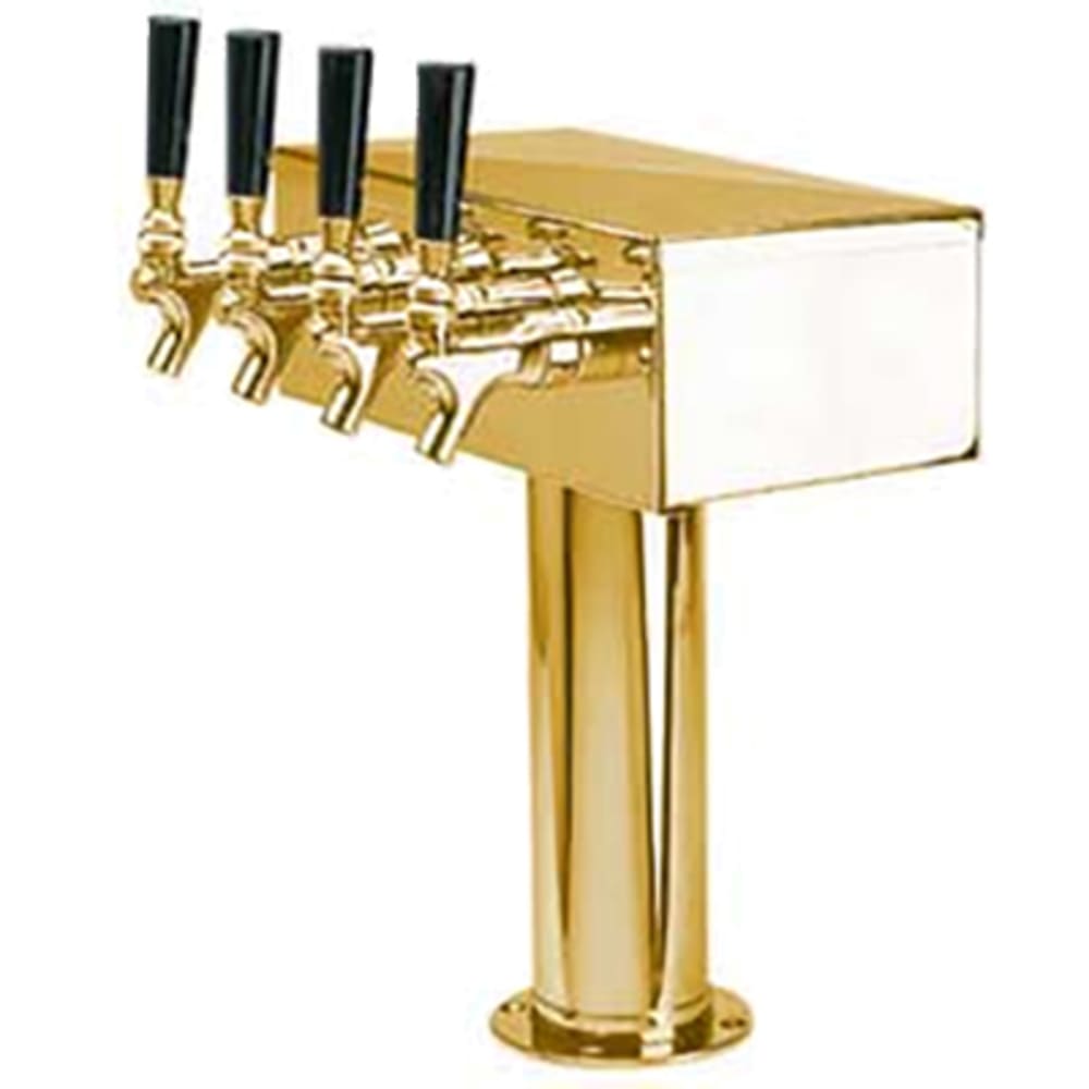 Micro Matic D7744PVDKR Countertop T Style Draft Beer Tower w/ (4) Faucets - Glycol Cooled, Brass
