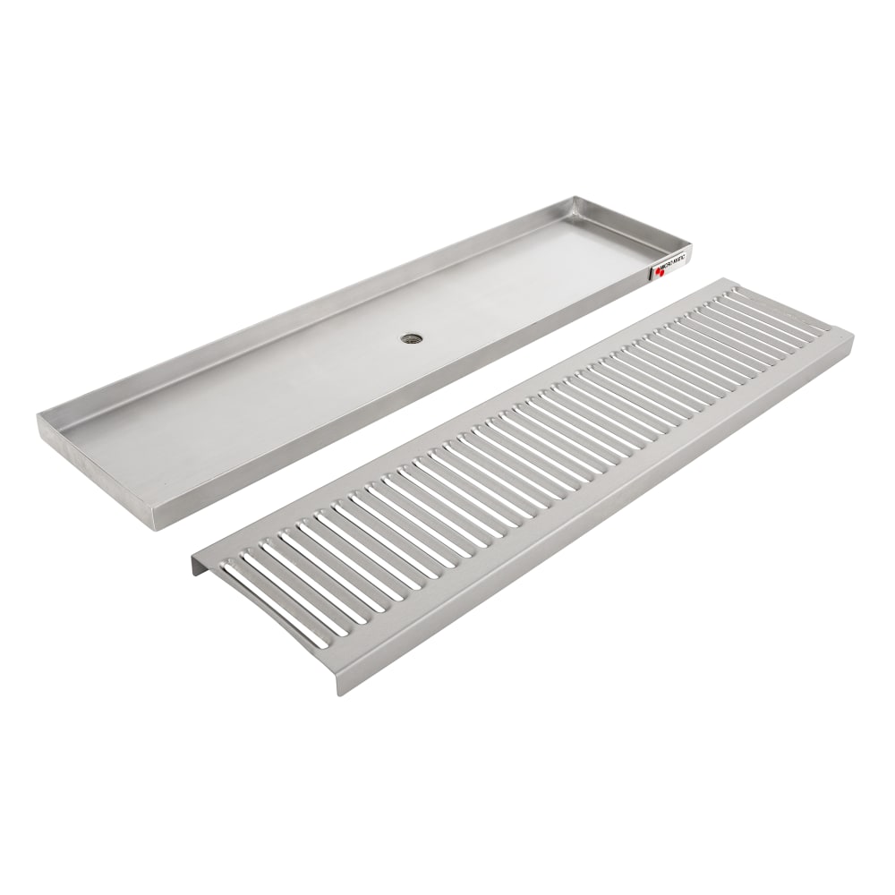 Micro Matic DP-120D-20 Surface Mount Drip Tray Trough w/ 5/8" Drain - 20"W x 5"D, Stainless Steel