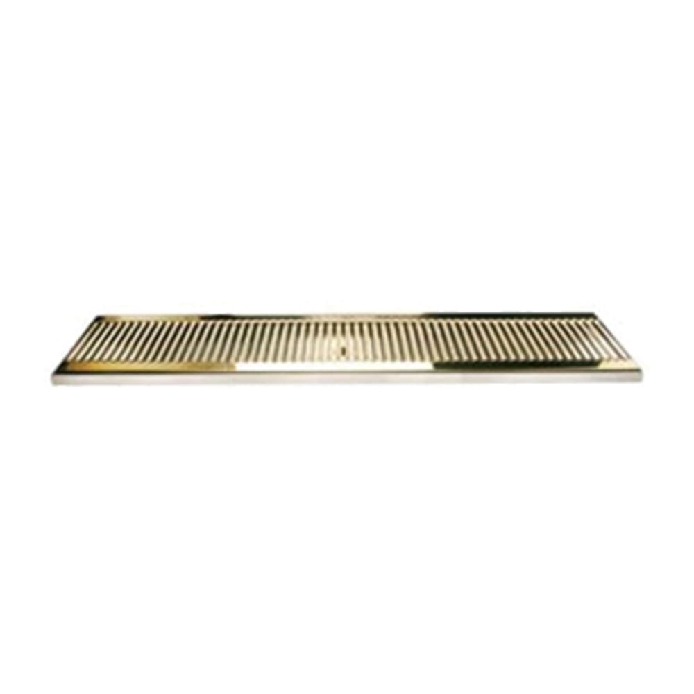 Micro Matic DP-120DSSPVD-51 Surface Mount Drip Tray Trough w/ 5/8" Drain - 51"W x 5"D, Stainless w/ Brass Screen