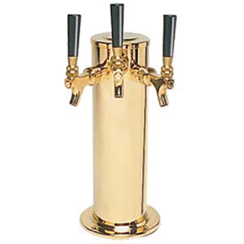 Micro Matic DS-243-PVD Countertop Column Draft Beer Tower w/ (3) Faucets - Air Cooled, Brass