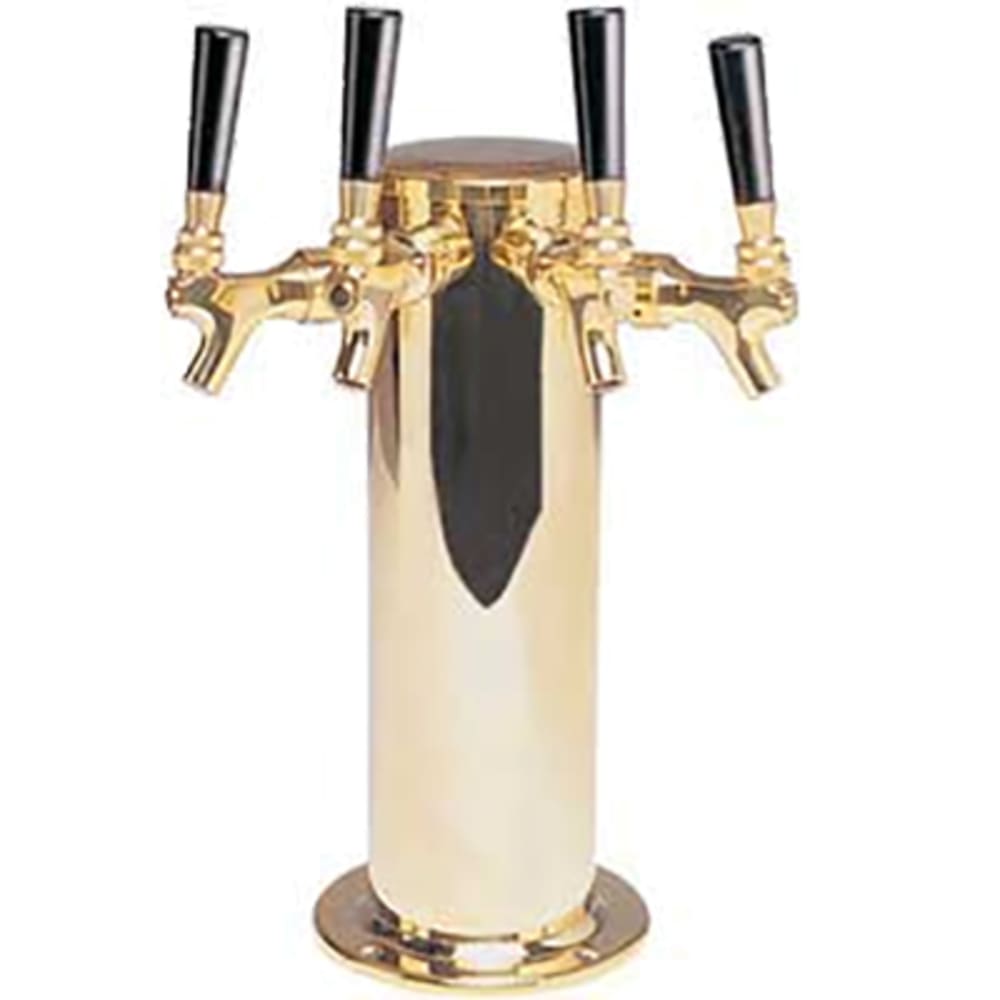 Micro Matic DS-244-PVD Countertop Column Draft Beer Tower w/ (4) Faucets - Air Cooled, Stainless Steel