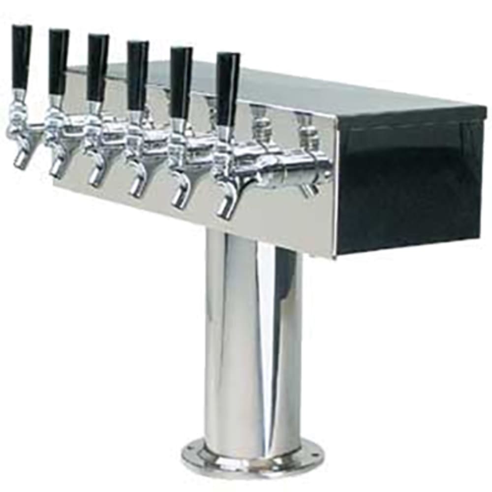 Micro Matic DS-356-PSS Countertop T Style Draft Beer Tower w/ (6) Faucets - Air Cooled, Stainless Steel