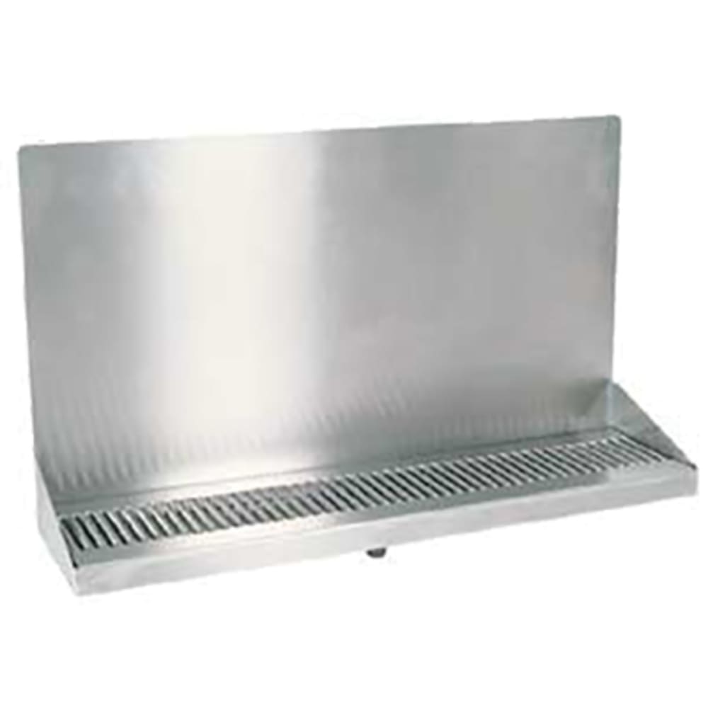 Micro Matic DP-322ELD-0 Wall Mount Drip Tray Trough w/ 1/2" Drain - 24"W x 6 3/8"D x 14"H, Stainless Steel