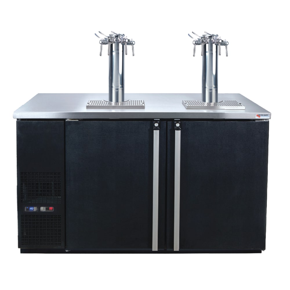 Micro Matic MDD58W-E-C 59 1/2" Dual Zone Wine Dispenser w/ (8) 1/6 Size Keg Capacity - (2) Columns & (8) Taps, Black, 115v