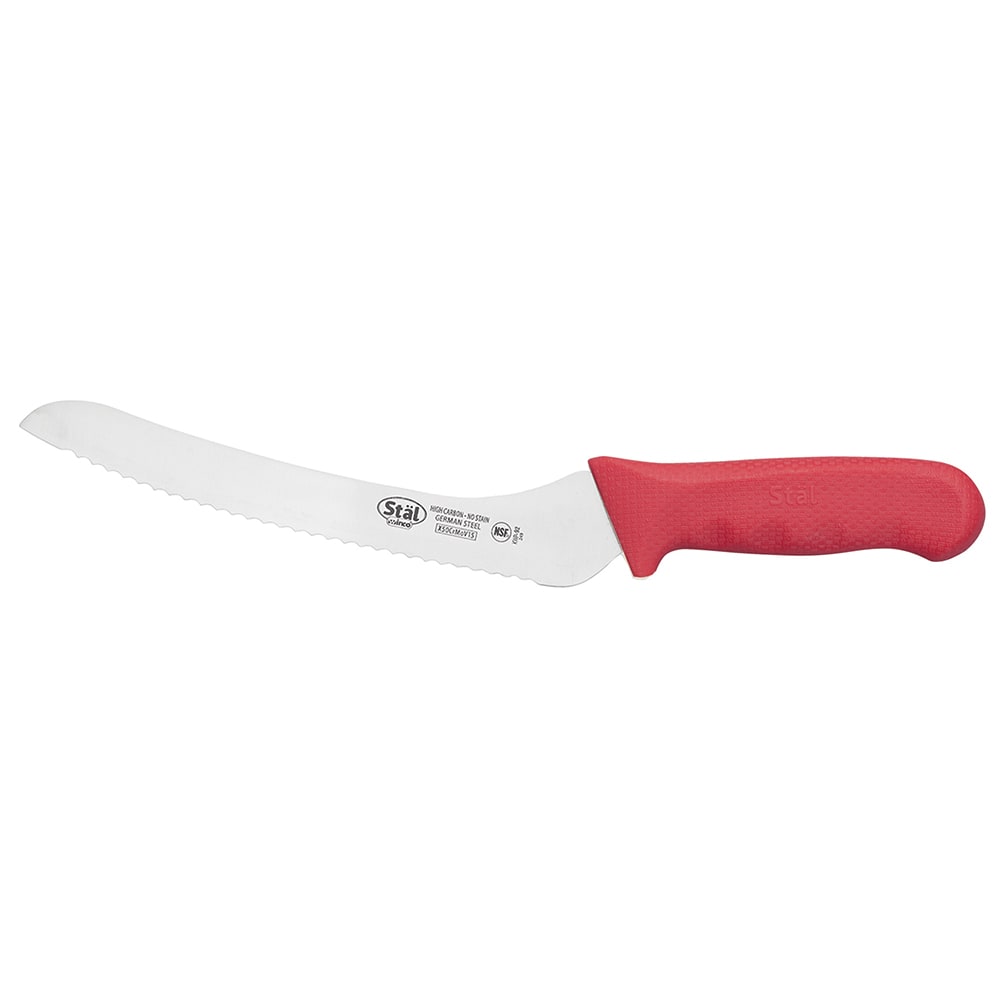 080-KWP92R 9" Bread Knife w/ High Carbon Steel Blade & Red Poly Handle