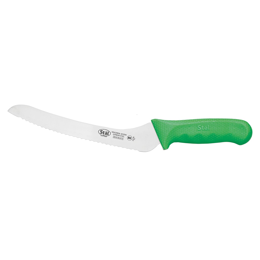080-KWP92G 9" Bread Knife w/ High Carbon Steel Blade & Green Poly Handle