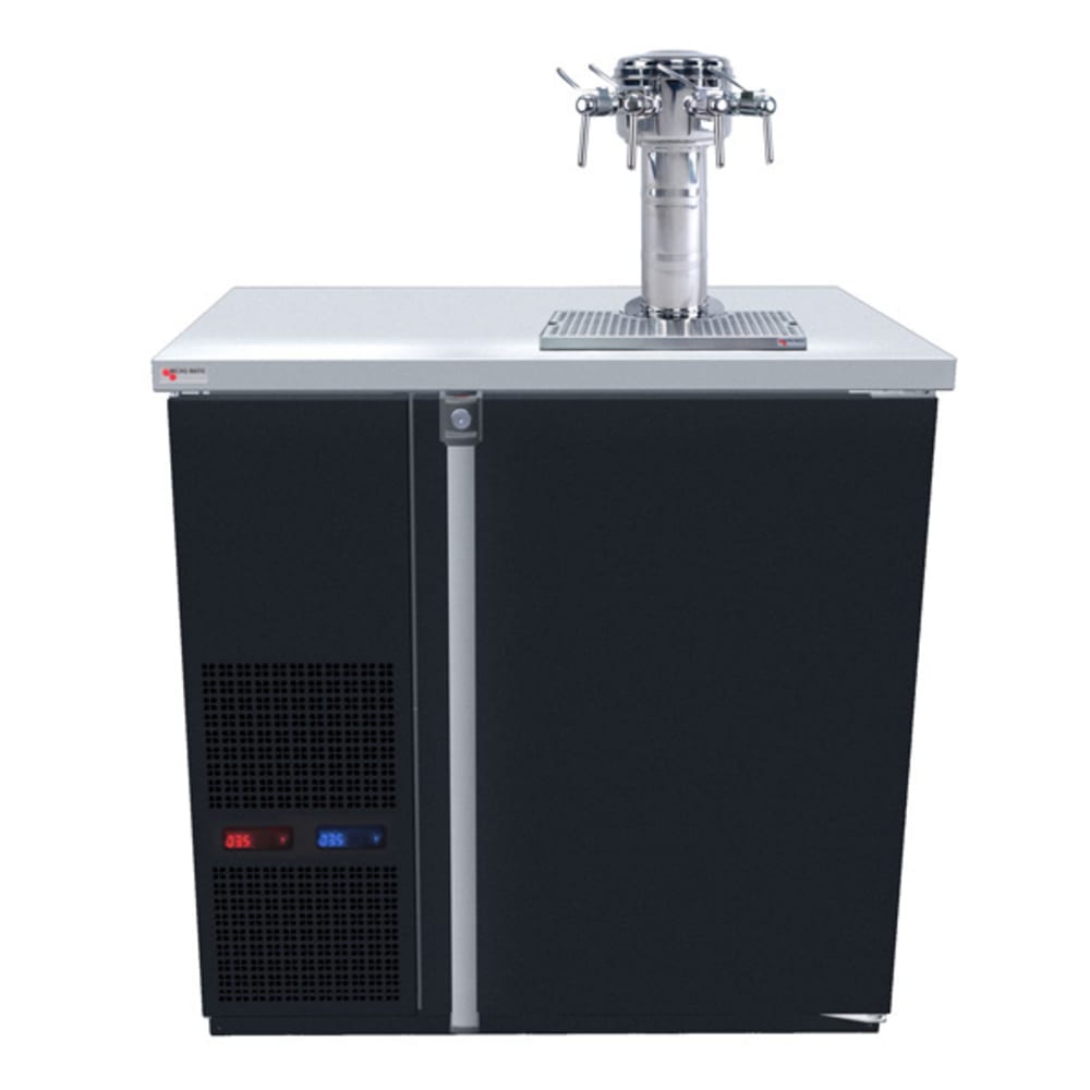 Micro Matic MDD36W-E-E 36 3/4" Dual Zone Wine Dispenser w/ (4) 1/6 Size Keg Capacity - (1) Column & (4) Taps, Black, 115v