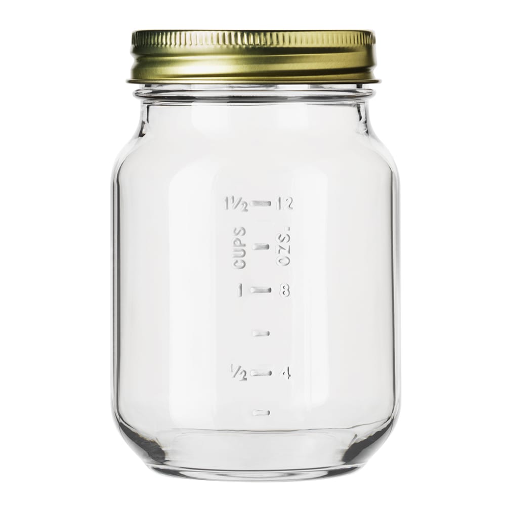 634-92455 16 oz Mason Jar w/ Measurement Markings - Plastic, Clear