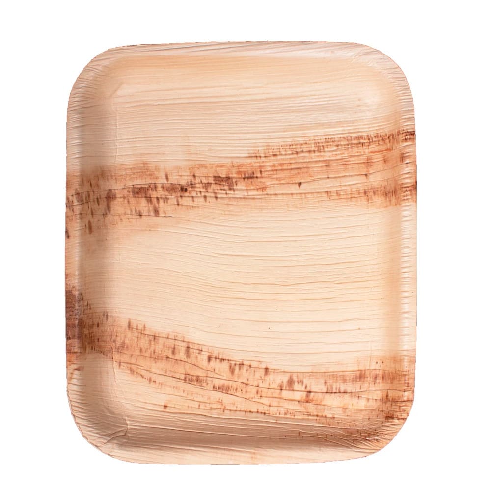 524-012222B Rectangular Disposable Palm Leaf Plate - 7" x 8.5"
