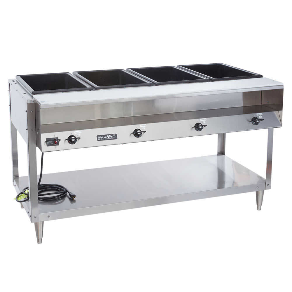 175-38004 61 1/4" Hot Food Table w/ (4) Wells & Cutting Board, 120v