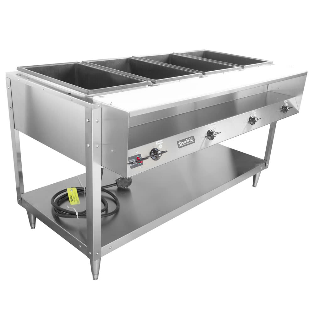 175-38118 61 1/4" Hot Food Table w/ (4) Wells & Cutting Board, 208 240v/1ph