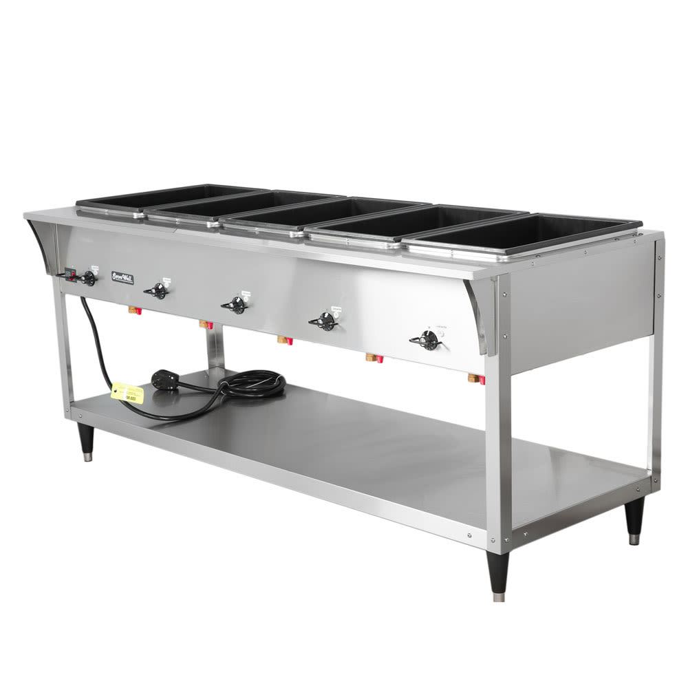 175-38205 76" Hot Food Table w/ (5) Wells & Undershelf, 120v