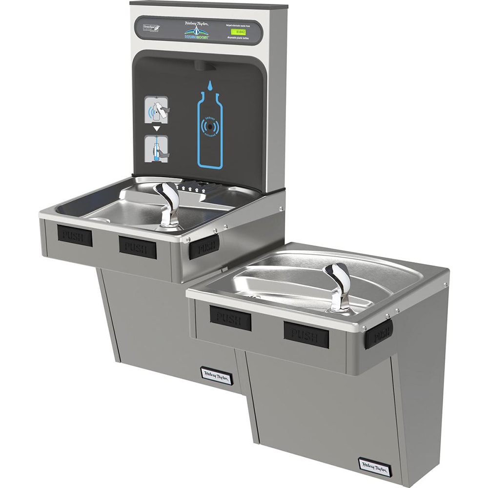Halsey Taylor HTHB-HACG8BLPV-NF Wall Mount Bi Level Drinking Fountains w/ Bottle Filler - Refrigerated, Non Filtered