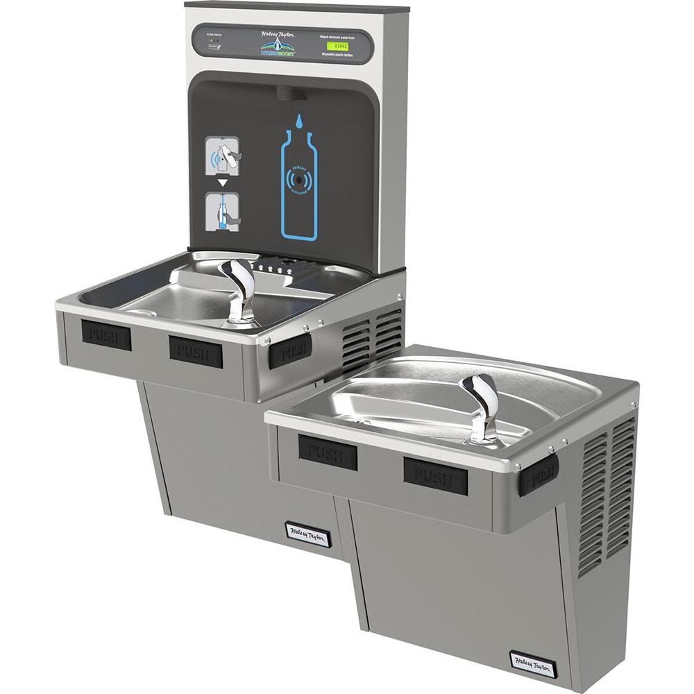 Halsey Taylor HTHB-HACG8BLPV-WF Wall Mount Bi Level Drinking Fountains w/ Bottle Filler - Refrigerated, Filtered