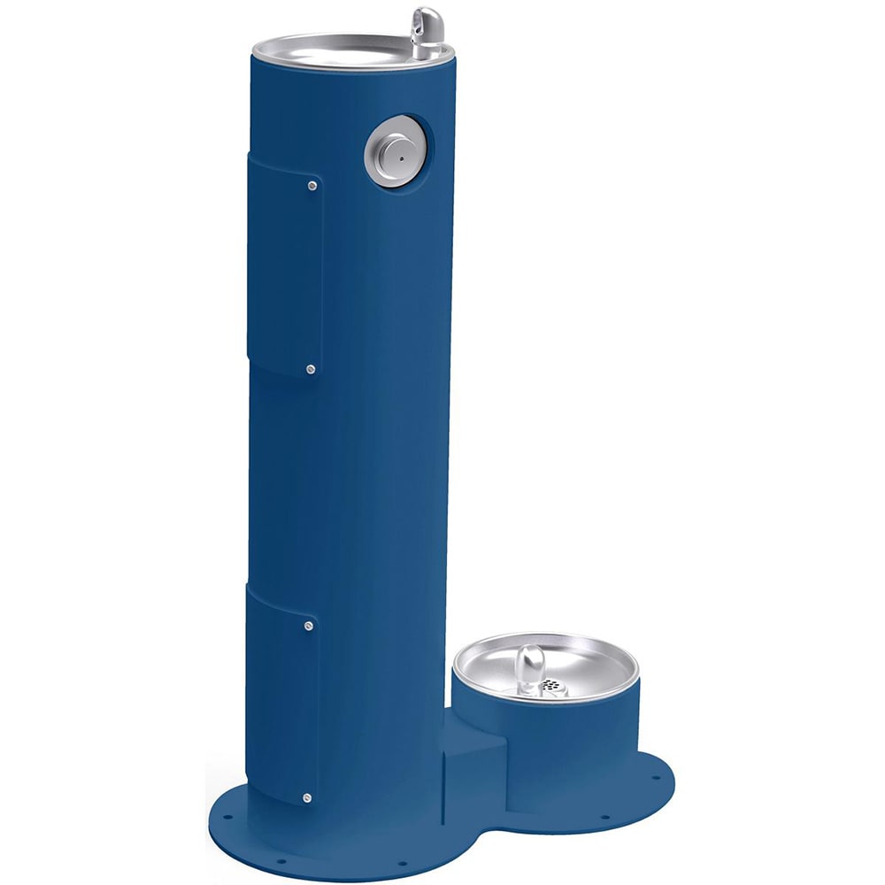 189-LK4400DBBLU Outdoor Pedestal Drinking Fountain w/ Pet Fountain - Non Refrigerated, Blue