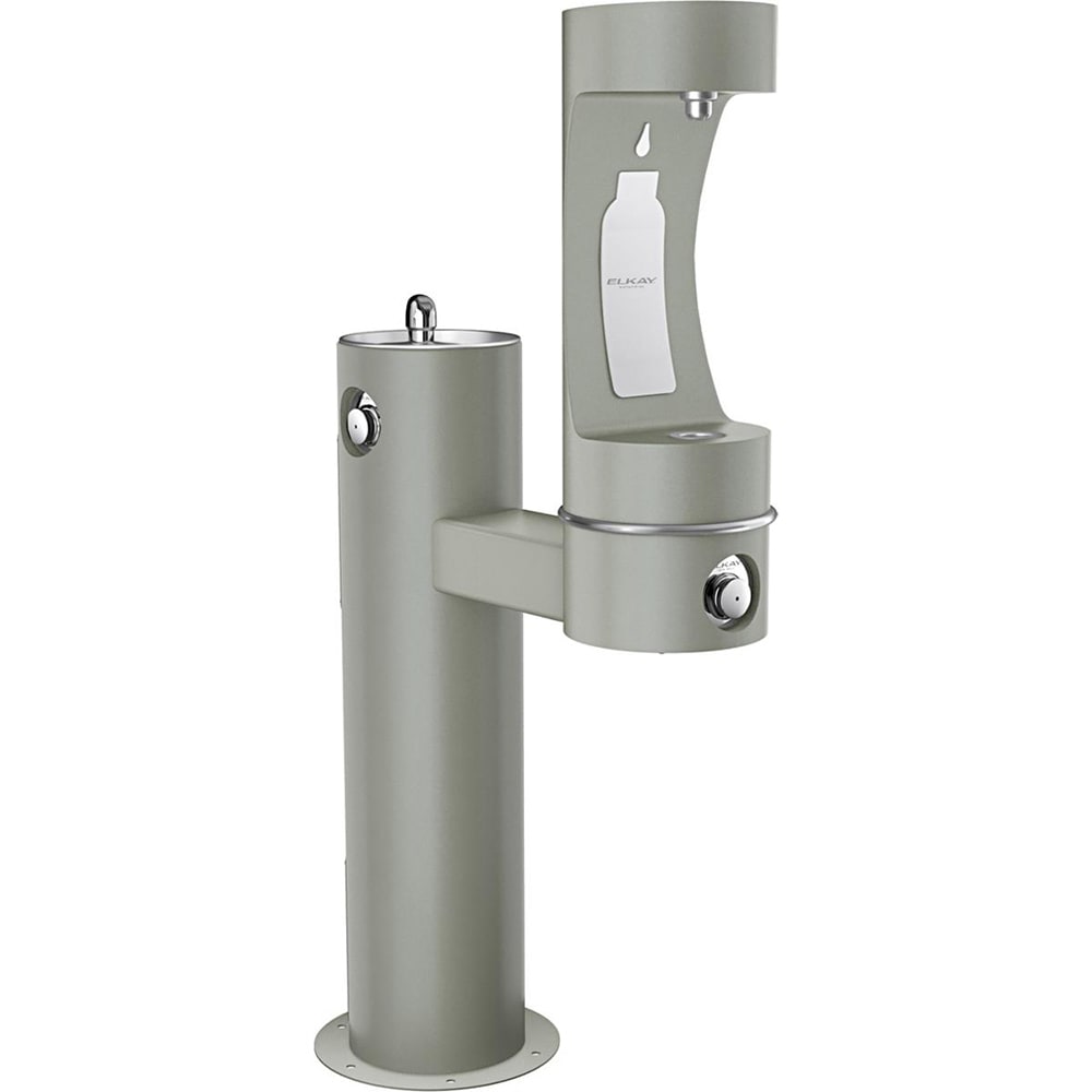 Elkay LK4420BF1LFRKGRY Outdoor Bottle Filling Station & Drinking Fountain - Non Refrigerated, Gray