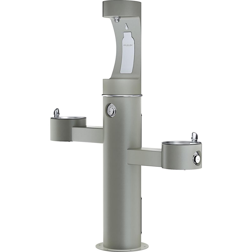 189-LK4430BF1UGRY Outdoor Bottle Filling Station w/ (2) Drinking Fountains - 64"H, Non Refri...