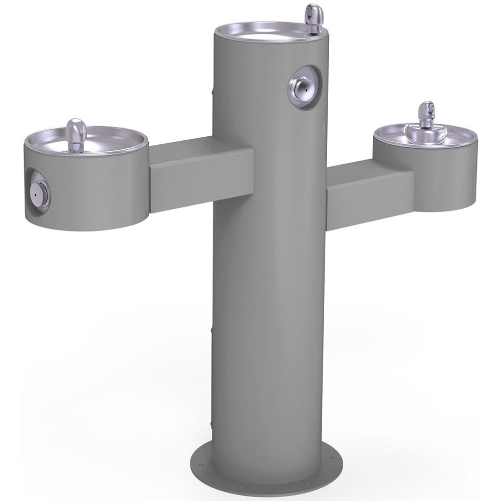 189-LK4430GRY Tri Level Pedestal Drinking Fountain - Non Refrigerated, 14"W x 48"D x 40...