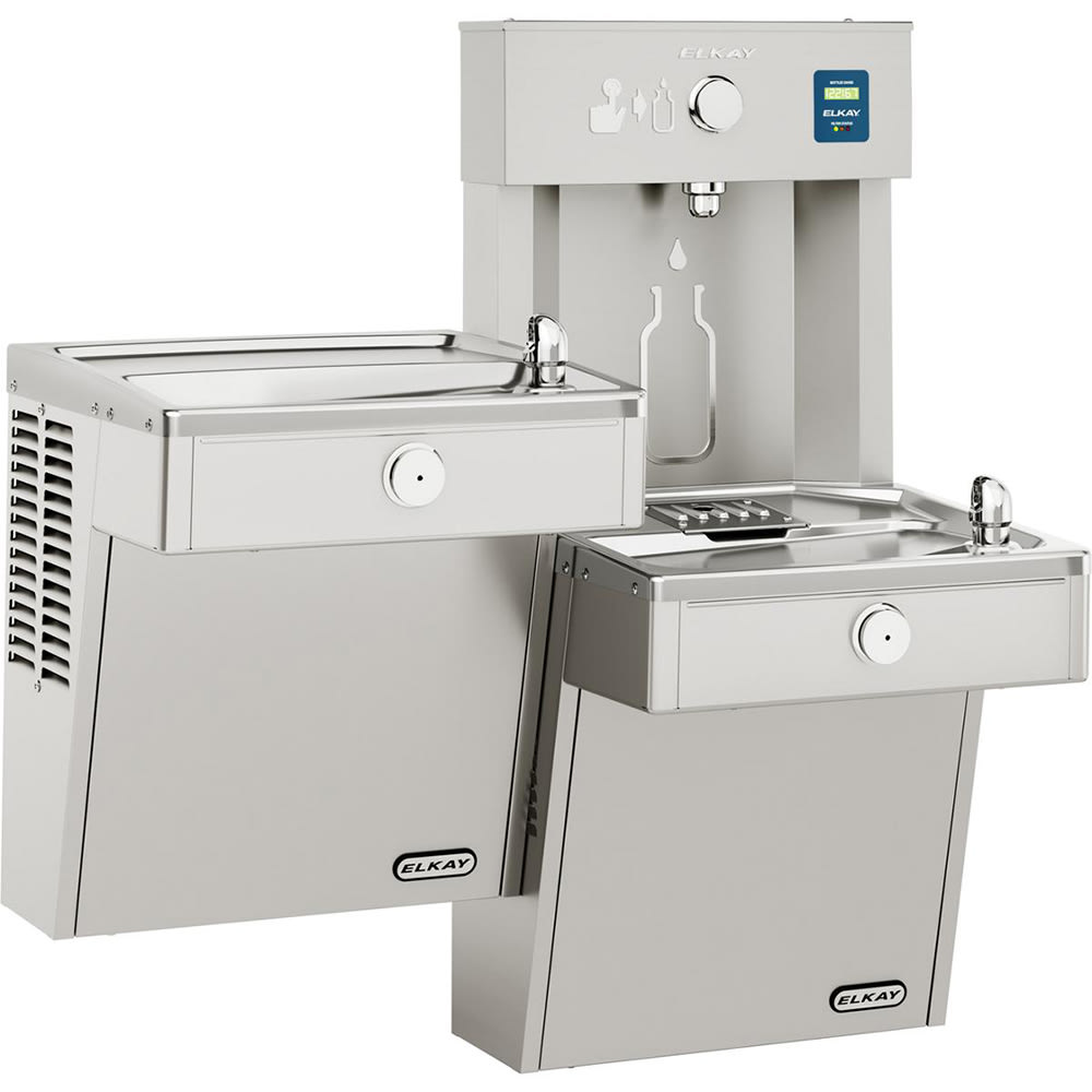 189-LVRCTL8WSK Wall Mount Bi Level Drinking Fountains w/ Bottle Filler - Refrigerated, Filtered