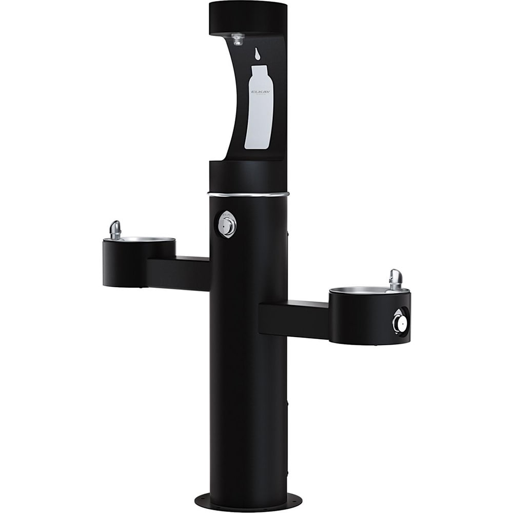 189-LK4430BF1UBLK Outdoor Bottle Filling Station w/ 2 Drinking Fountains - 64"H, Non Refrige...