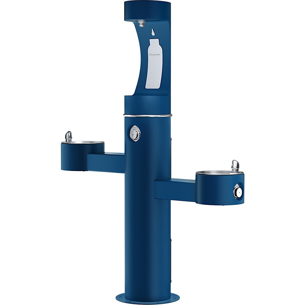 189-LK4430BF1UBLU Outdoor Bottle Filling Station w/ 2 Drinking Fountains - 64"H, Non Refrige...