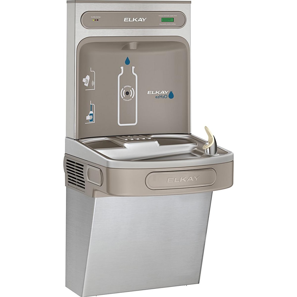 Elkay LZS8WSSK Wall Mount Drinking Fountain w/ Bottle Filler - Refrigerated, Filtered