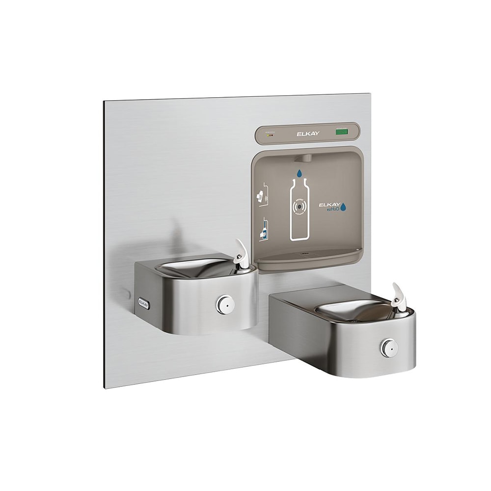 Elkay LZWS-EDFP217K Wall Mount Bi Level Drinking Fountains w/ Bottle Filler - Non Refrigerated, Filtered