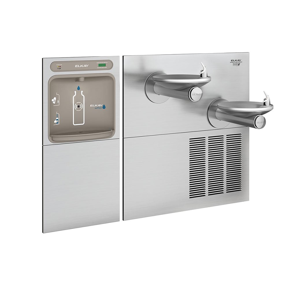 189-LZWSSFGRN28K Wall Mount Bi Level Drinking Fountains w/ Bottle Filler - Refrigerated, Filtered