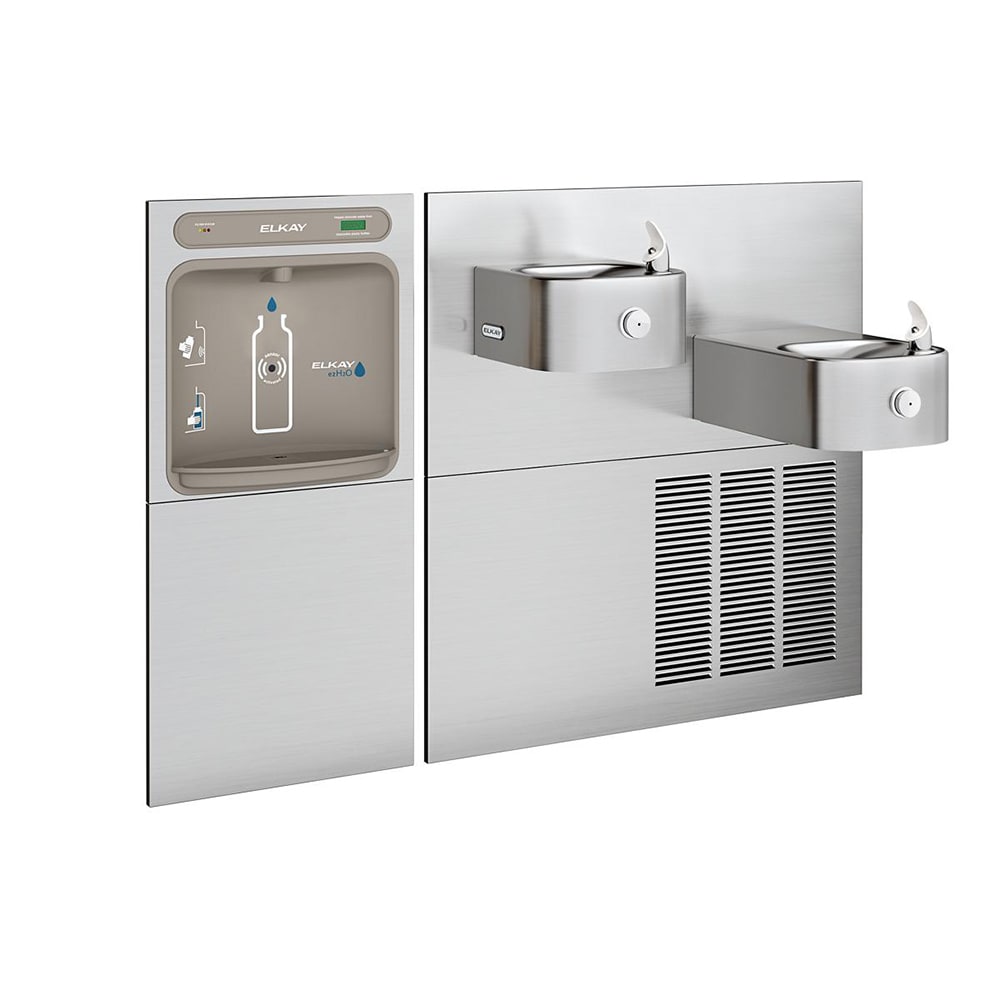 189-LZWSSS28K Wall Mount Bi Level Drinking Fountains w/ Bottle Filler - Refrigerated, Filtered