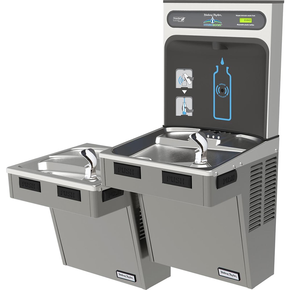 Halsey Taylor HTHB-HAC8BLRPV-NF Wall Mount Bi Level Drinking Fountains w/ Bottle Filler - Refrigerated, Non Filtered