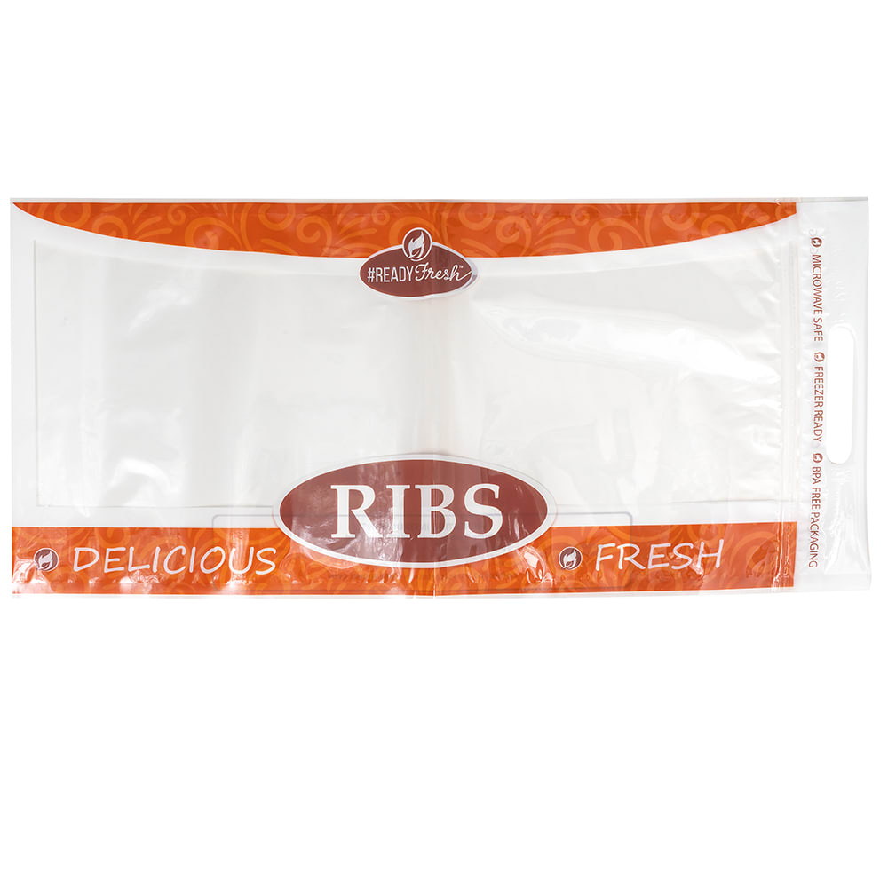 909-RIB1021 #ReadyFresh® Grab-N-Go Rib Bag w/ Handle - 10"W x 21 1/2"L, Polypropylene,...