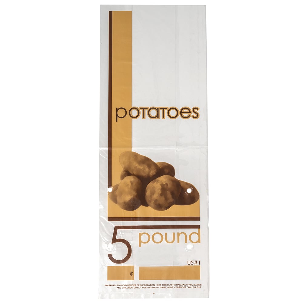 909-10G6145POT 5 lb Vented Potato Bag - 16 1/2" x 6" x 3 1/2", Poly