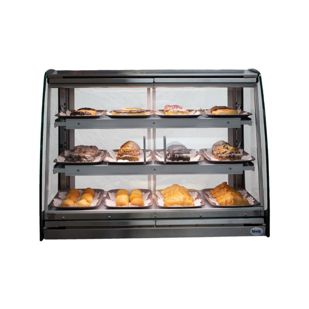 SandenVendo AFDC36001 35 1/3" Dual Service Dry Bakery Case w/ Curved Glass - (3) Levels