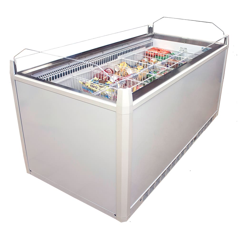 SandenVendo NIC143S01 56" Mobile Open Air Ice Cream Freezer w/ (24) Baskets - White, 220v/1ph
