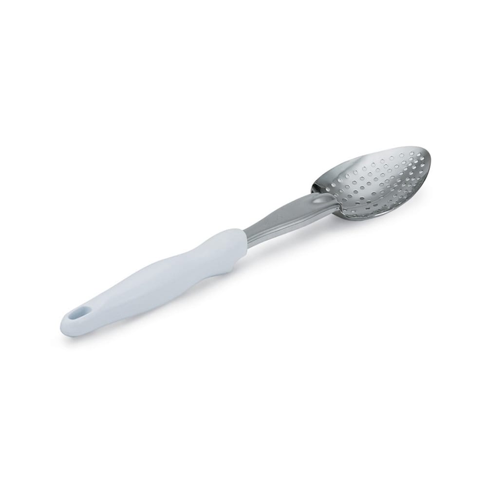 175-6414215 14" Heavy-Duty Perforated Spoon - White Nylon Handle
