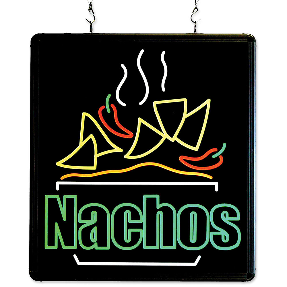 080-92004 LED Hanging "Nachos" Sign w/ 3 ft Chains - Aluminum Frame, 120v